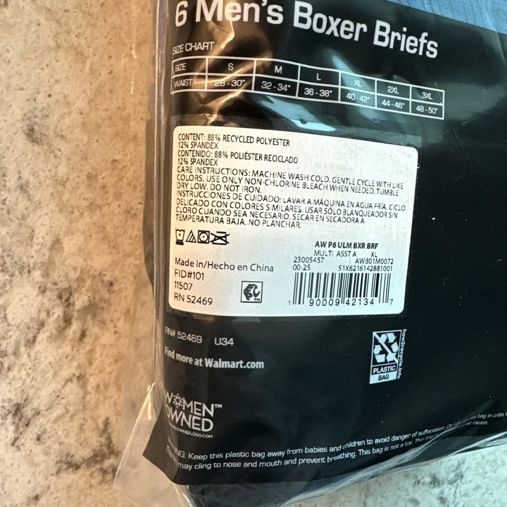 Athletic Works Mens 6 Pack Ultra Lite Mesh Boxer Briefs XL 40-42 Blue Gray Black